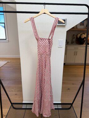 NWT Lauren Ralph Lauren Striped Maxi Dress Red Navy White Size 4